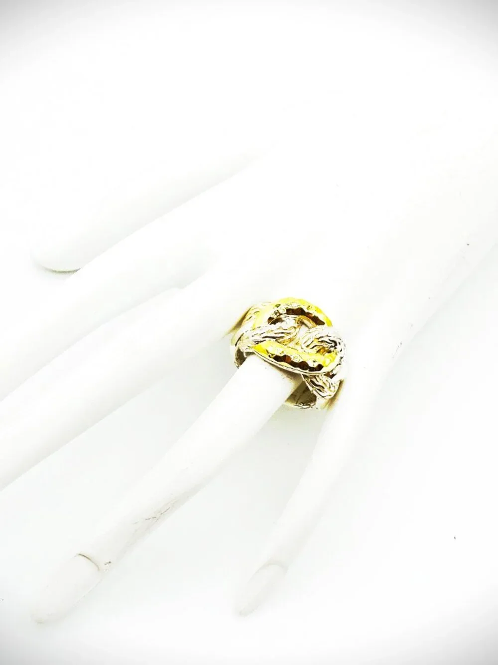 JOHN HARDY Chain Collection Sterling Silver 18K Yellow Gold  Ring Size 8.5